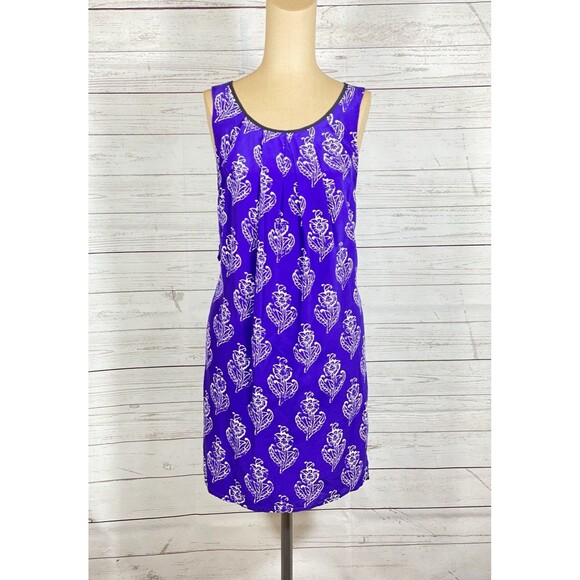 Anthropologie SILK Purple Floral Petal Shift Dress By Maeve Women’s Size Small - Picture 1 of 8